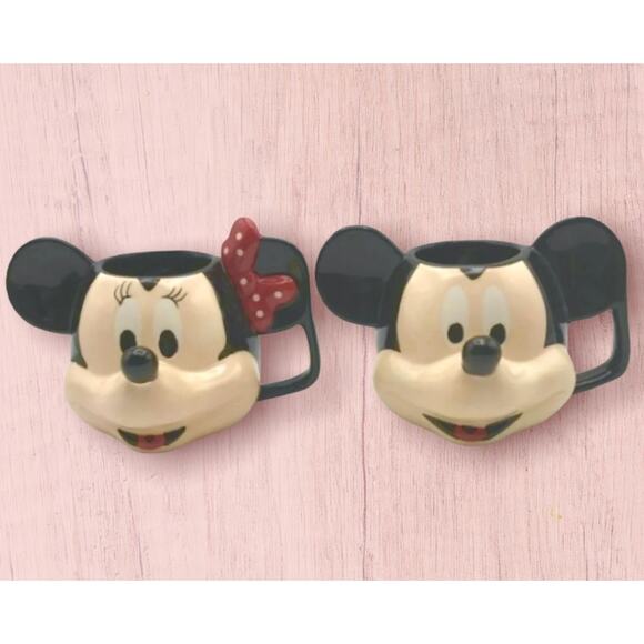 Disney Mickey & Minnie 3D Sculpted 14oz Head Mugs - Picture 1 of 4